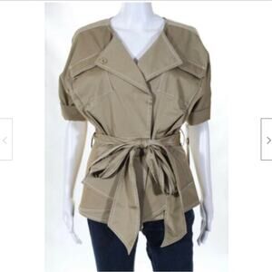 Badgley Mischka Cascade Belted Khaki Jacket Size 6  NWOT